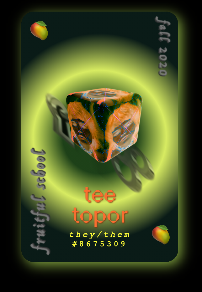 Screenshot of the Tee Topor's Fruitful ID card